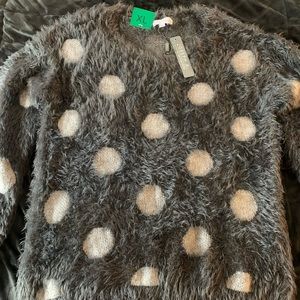 NEW*** Joseph A. Fuzzy charcoal polka dot sweater